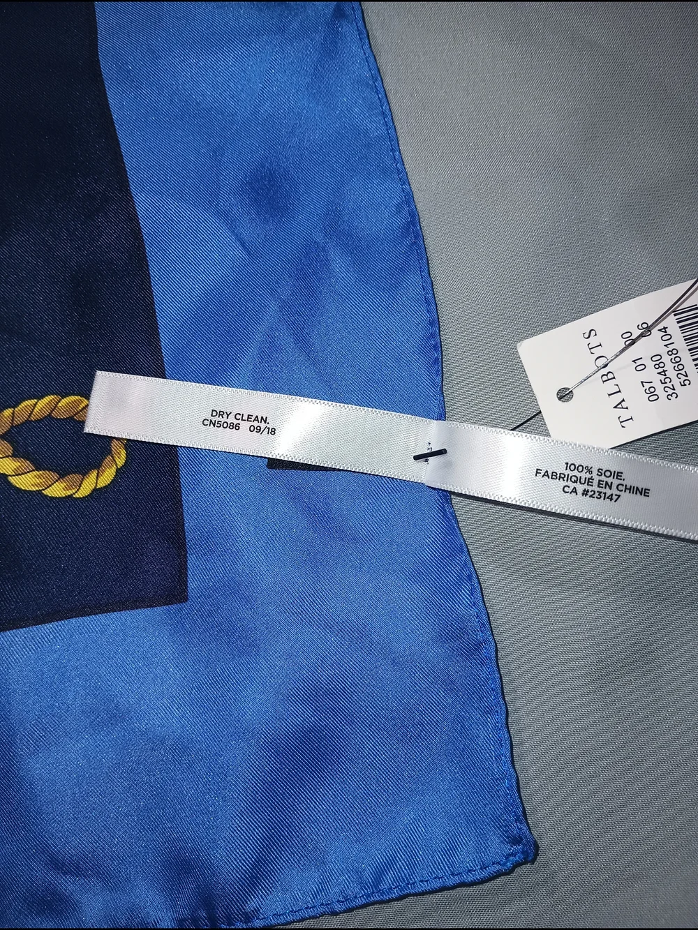 Talbots Gold Link Medallion Print Silk Scarf